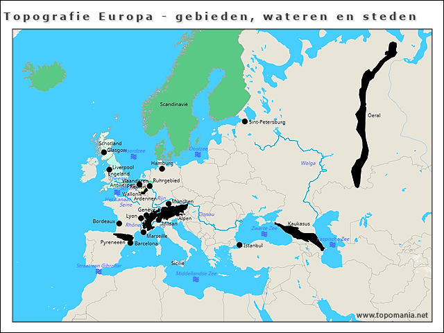 Topografie Topografie Europa Gebieden Wateren En Steden