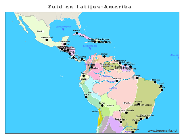 Topografie Zuid En Latijns Amerika Topomania Net