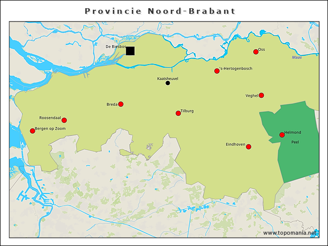 Topografie Provincie Noord Brabant Topomania Net