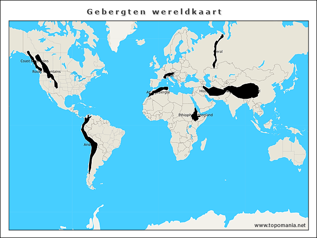 Topografie Gebergten Wereldkaart Topomania Net