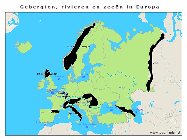 Topografie Gebergten Rivieren En Zee N In Europa Topomania Net