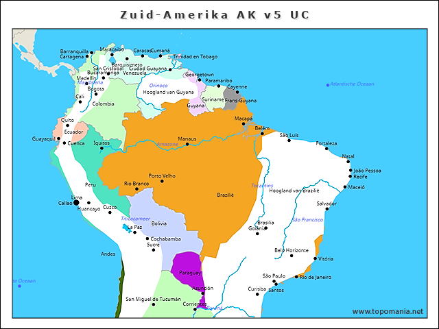 Topografie Zuid Amerika Ak V Uc Topomania Net