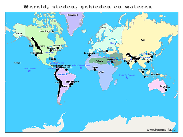 Topografie Wereld Steden Gebieden En Wateren Topomania Net