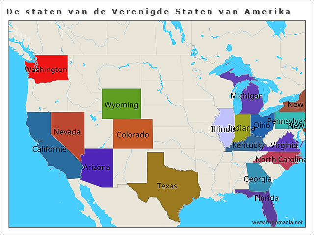 Topografie De Staten Van De Verenigde Staten Van Amerika