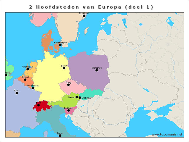 Topografie Hoofdsteden Van Europa Deel Topomania Net