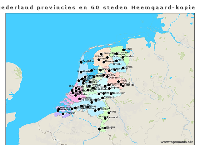 Topografie Nederland Provincies En 60 Steden Heemgaard Kopie