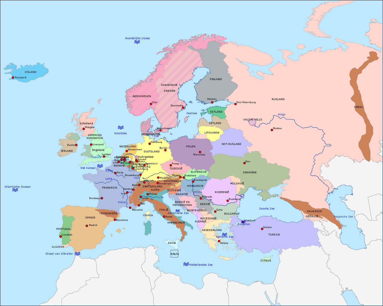 Grote Kaart Van Europa Auto Vogels