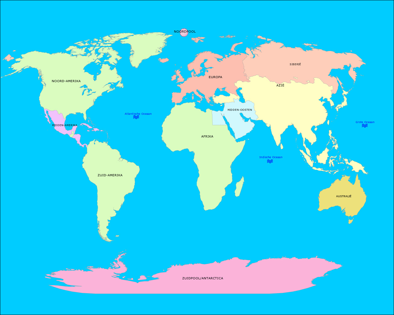 Wereldkaart Continenten