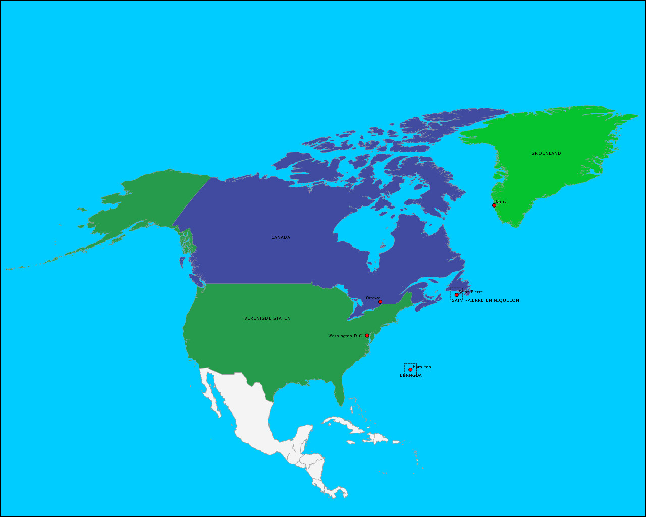 Topografie Landen En Hoofdsteden Van Noordelijk Amerika