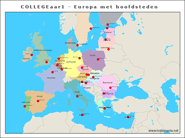 collegeaar1-europa-met-hoofdsteden