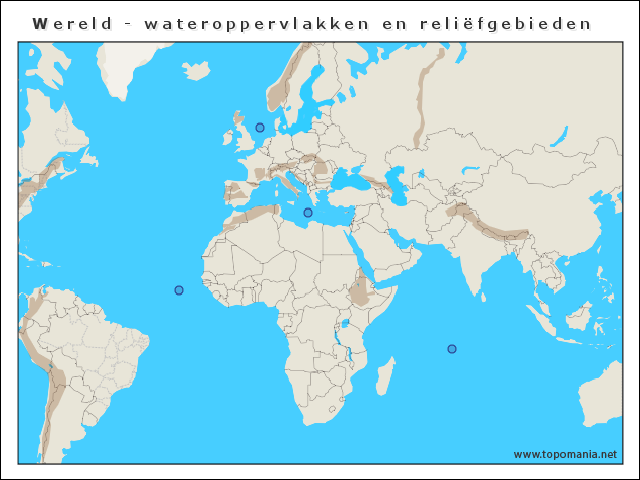 wereld-wateroppervlakken-en-reliefgebieden