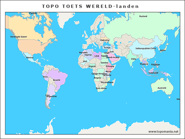 Topografie Topo Toets Wereld Landen