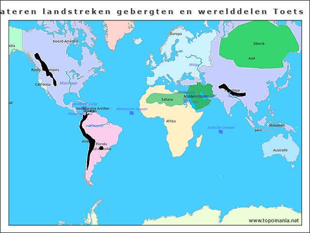 Topografie Wateren Landstreken Gebergten En Werelddelen Toets