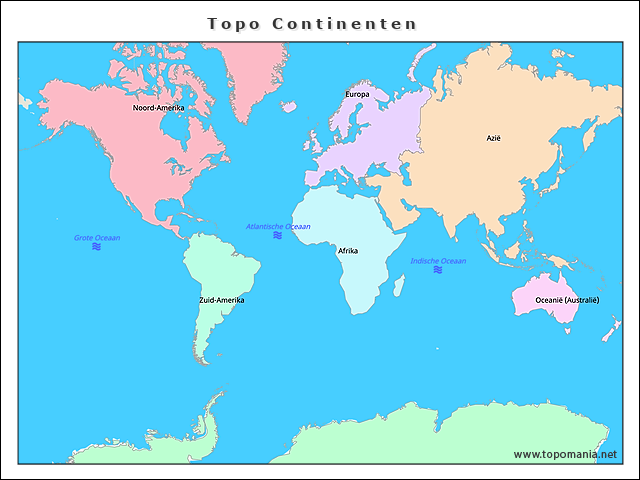 Topografie Topo Continenten En Oceanen