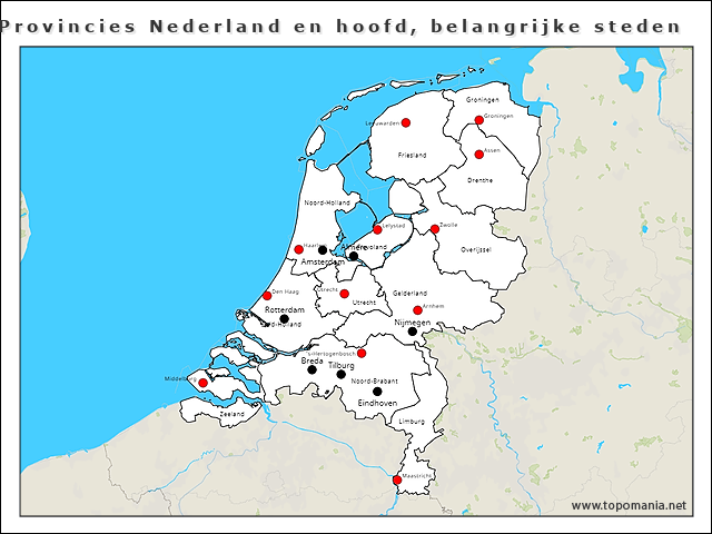 provincies-nederland-en-hoofd-belangrijke-steden