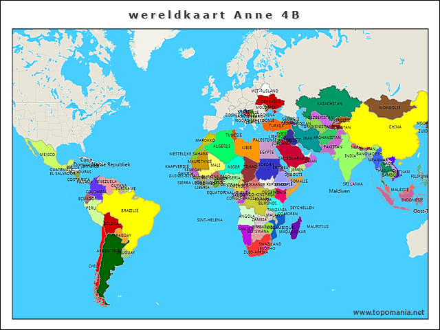 uitstulping ergens bij betrokken zijn Graf Topografie Wereldkaart landen - Barlaeus 4 | www.topomania.net