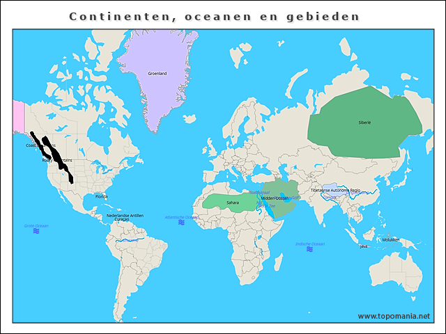 Topografie Continenten Oceanen En Gebieden