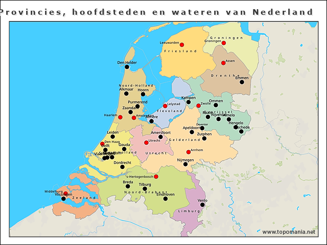 Nederland Kaart Met Provincies En Hoofdsteden Kaart Europa Images