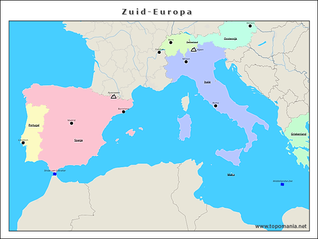 Topografie Zuid Europa 2926