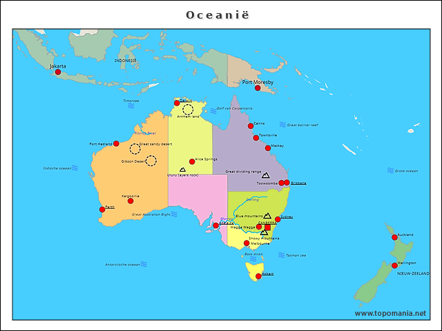 Topografie Oceanië | www.topomania.net