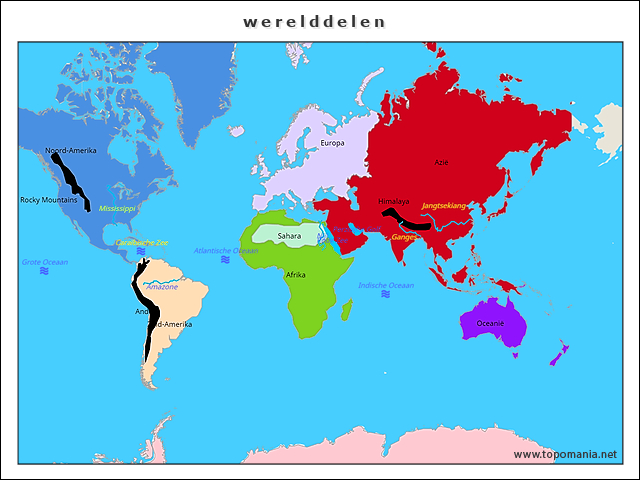 Topografie Werelddelen