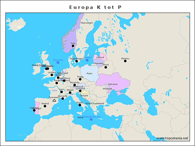 Topografie Europa K tot P | www.topomania.net