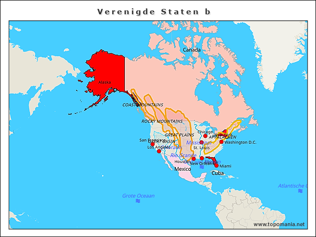 Topografie Verenigde Staten B | Www.topomania.net