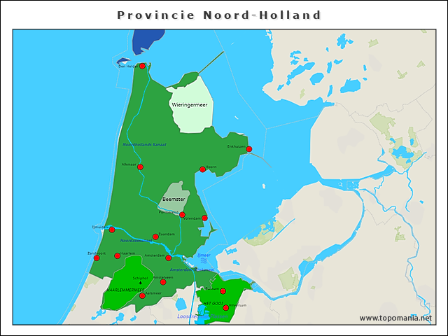 Topografie Provincie Noord-Holland | Www.topomania.net