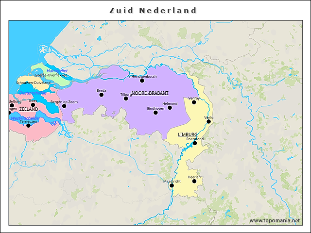 Topografie Zuid Nederland | www.topomania.net