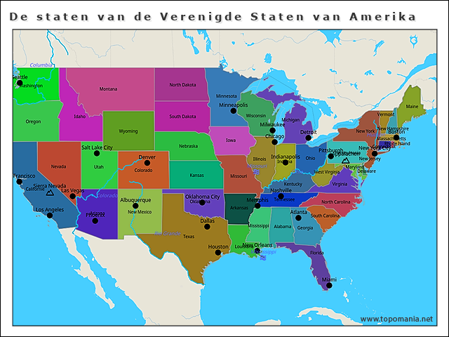 Topografie De Staten Van De Verenigde Staten Van Amerika