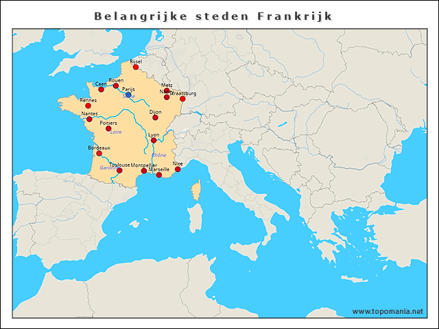 Topografie Belangrijke Steden Frankrijk Topomania Net