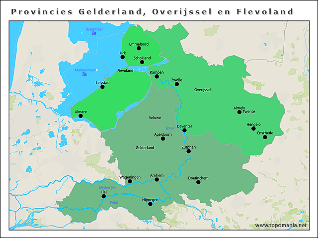 Topografie Provincies Gelderland Overijssel En Flevoland Topomania Net