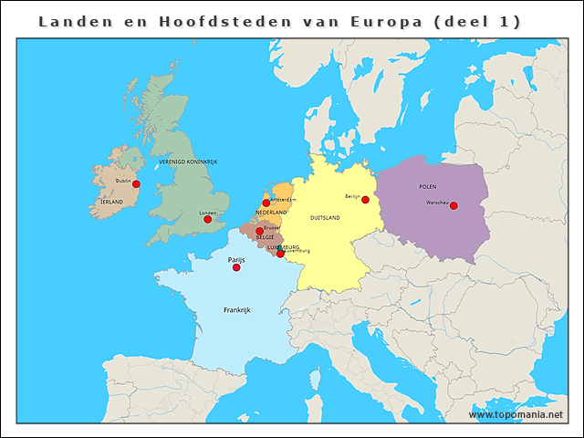 Topografie Landen En Hoofdsteden Van Europa Deel 1 