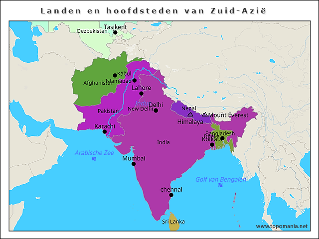 landen-en-hoofdsteden-van-zuid-azie