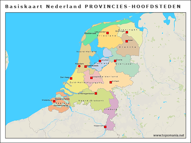 basiskaart-nederland-provincies-hoofdsteden