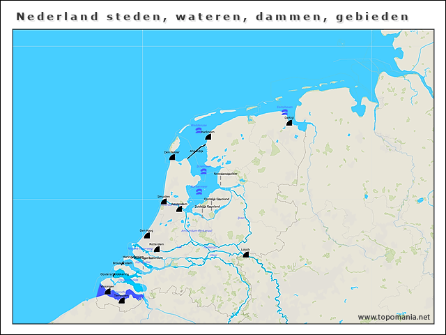 nederland-steden-wateren-dammen-gebieden