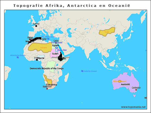 topografie-afrika-antarctica-en-oceanie