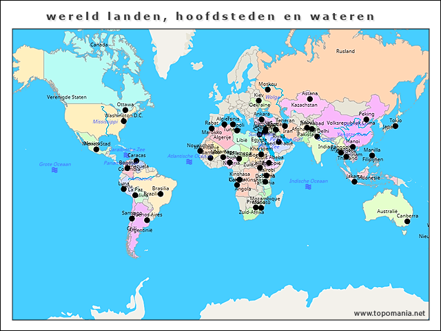 wereld-landen-hoofdsteden-en-wateren