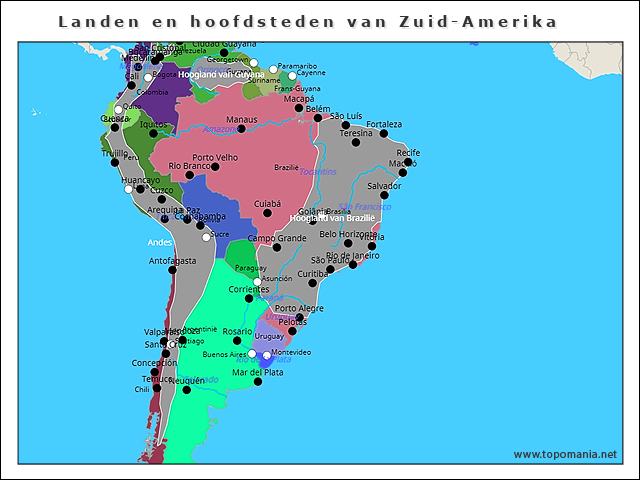 landen-en-hoofdsteden-van-zuid-amerika