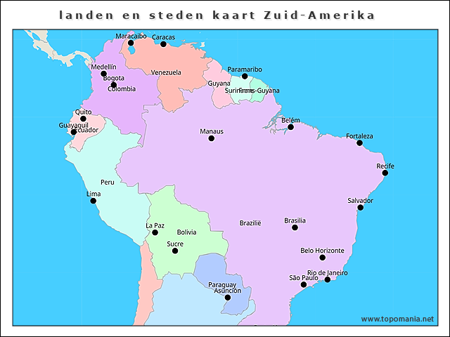 landen-en-steden-kaart-zuid-amerika