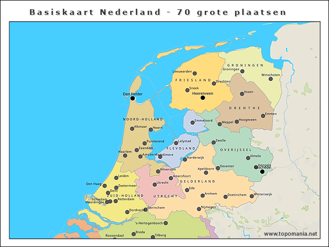 basiskaart-nederland-70-grote-plaatsen