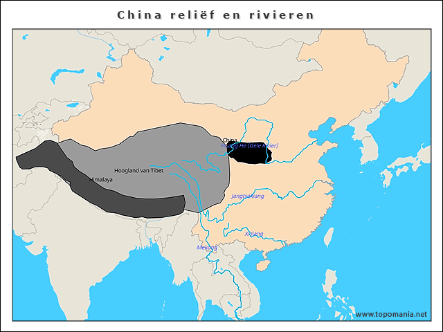 Topografie China Reli F En Rivieren Topomania Net