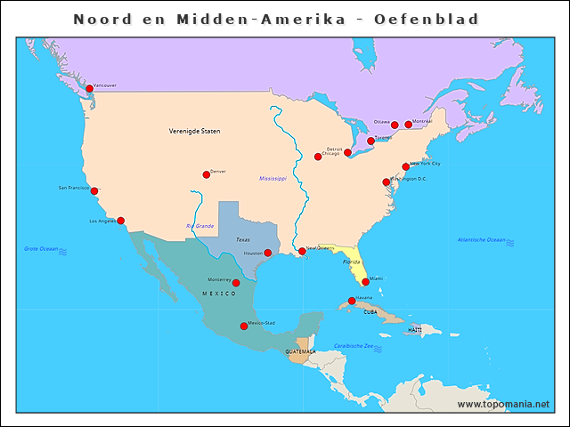 noord-en-midden-amerika-oefenblad