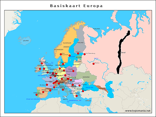 Topografie Basiskaart Europa | www.topomania.net