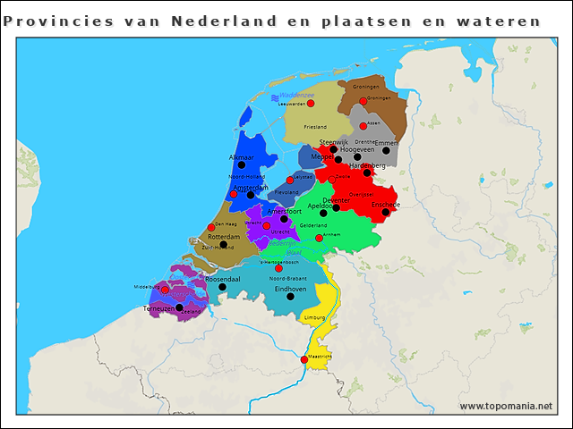 provincies-van-nederland-en-plaatsen-en-wateren