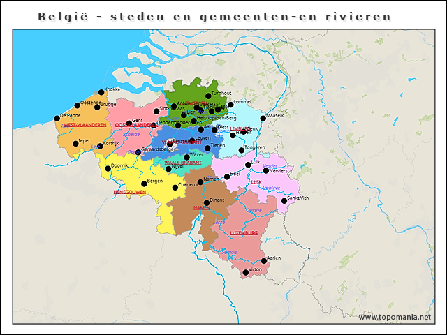 belgie-steden-en-gemeenten-en-rivieren