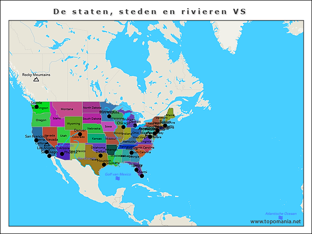 de-staten-steden-en-rivieren-vs