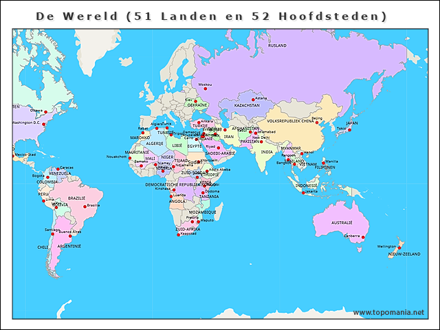 de-wereld-(51-landen-en-52-hoofdsteden)