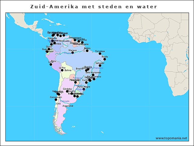 zuid-amerika-met-steden-en-water
