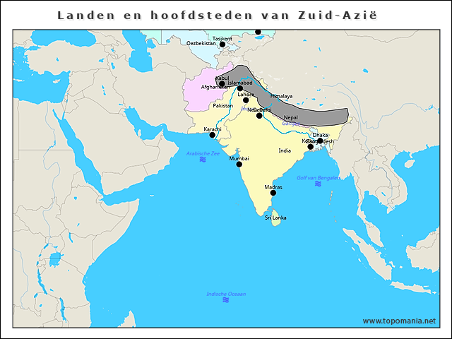 landen-en-hoofdsteden-van-zuid-azie
